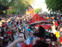 Trini flags amongst the sea of revellers at Berlin Carnival Parade