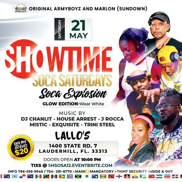 Showtime Soca Saturdays - Glow Edition