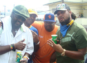 Dale Rudder (Mr .Dale),Al Gilkes (former chairman of the National Cultural Foundation in Barbados and promoter with FAS Entertainment), Biggie Irie and Peter Ram (left to right)