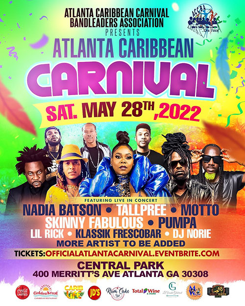 Atlanta Caribbean Carnival will be a weekend of fun, food, fetes, full displays of mas and J’ouvert & feature performances.