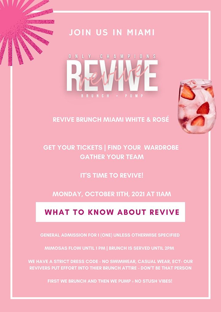 Revive Brunch & Pump : Miami White & Rosé